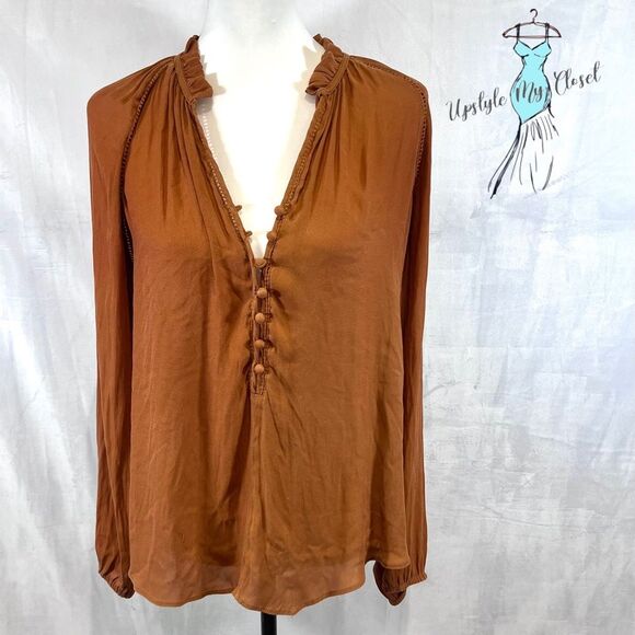 Long sleeve copper color oversized peasant top size small - Picture 1 of 5